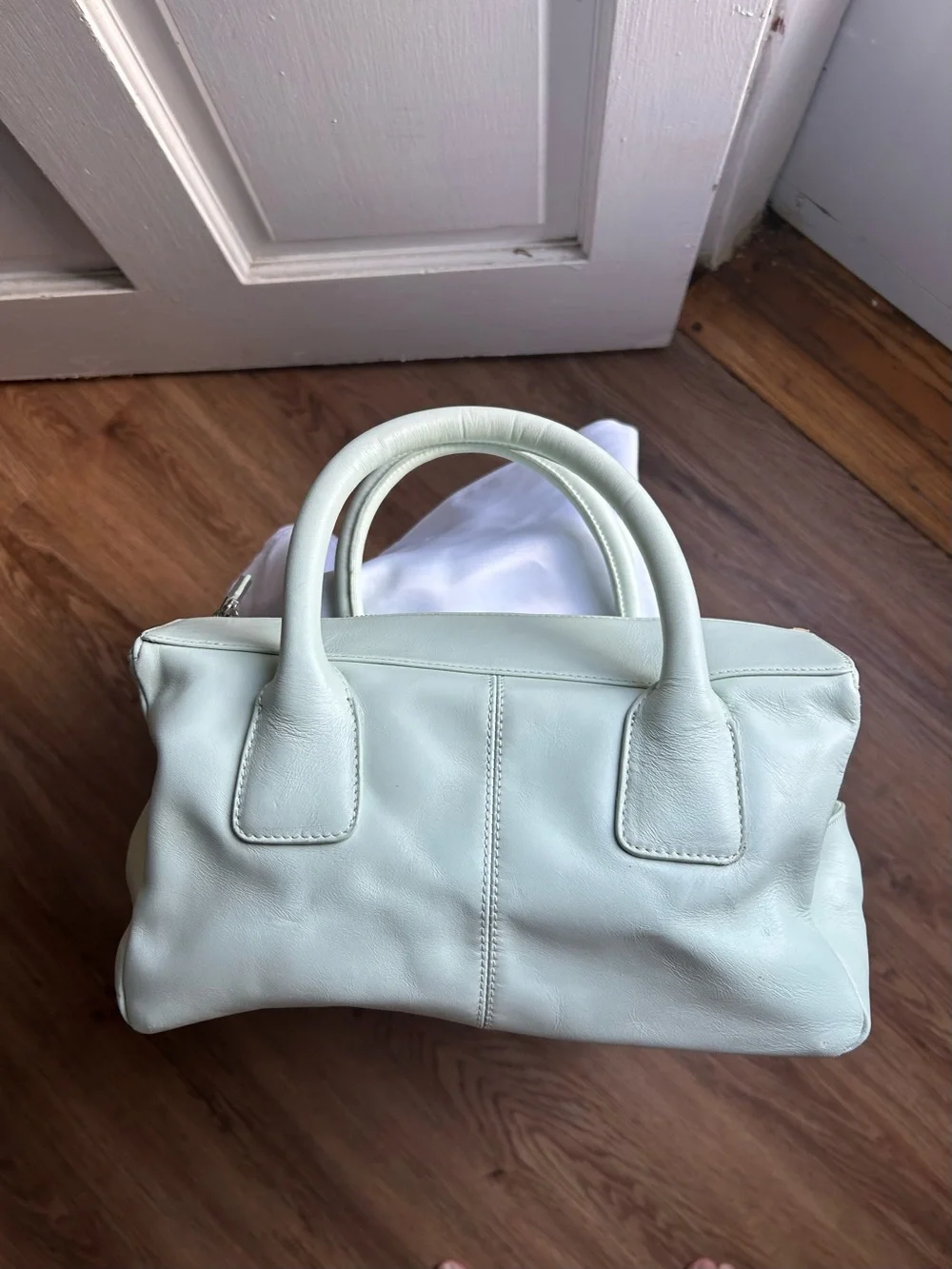 molton brown london sage green vintage leather satchel tote